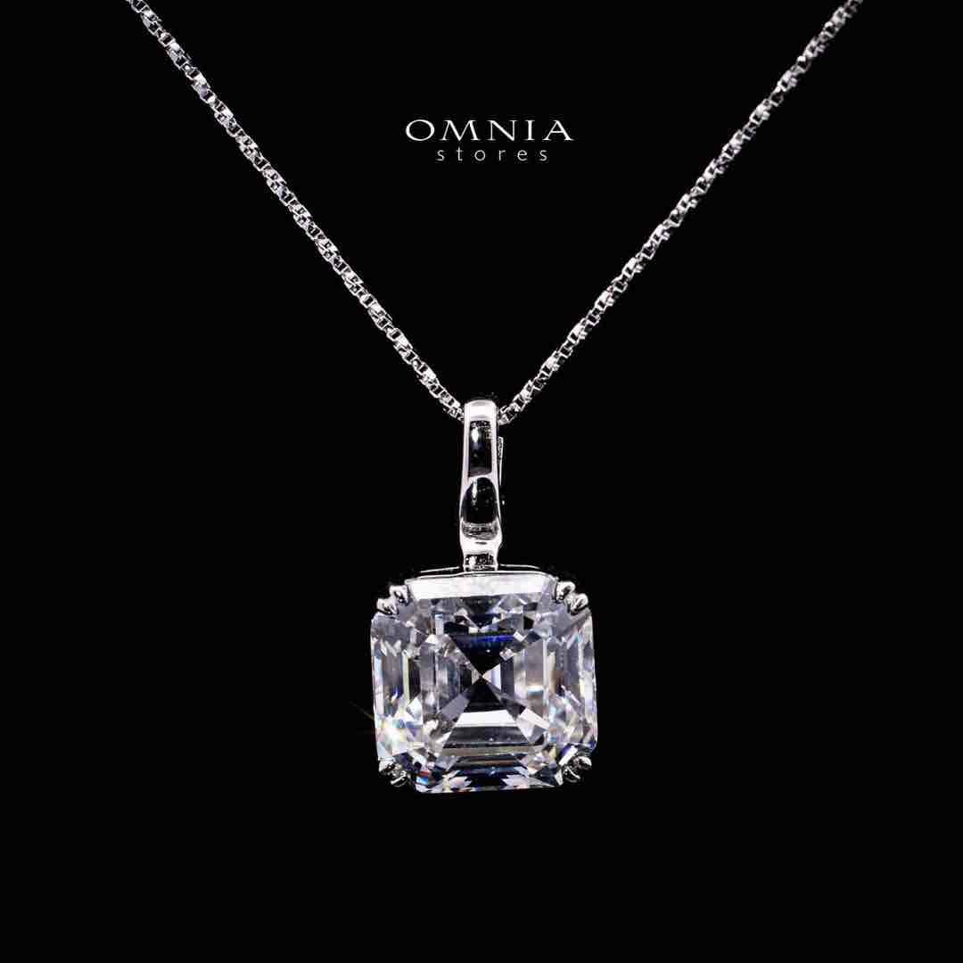 Omnia Ruhina White Cushion Cut Pendant Necklace In 925 Silver High Quality Certified Lab Crafted Stones - OMNIASTORES UAE