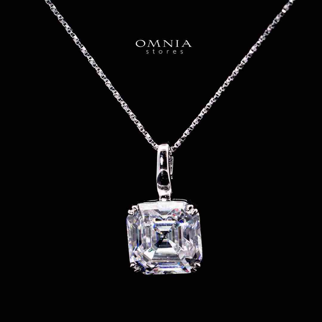 Omnia Ruhina White Cushion Cut Pendant Necklace In 925 Silver High Quality Certified Lab Crafted Stones - OMNIASTORES UAE