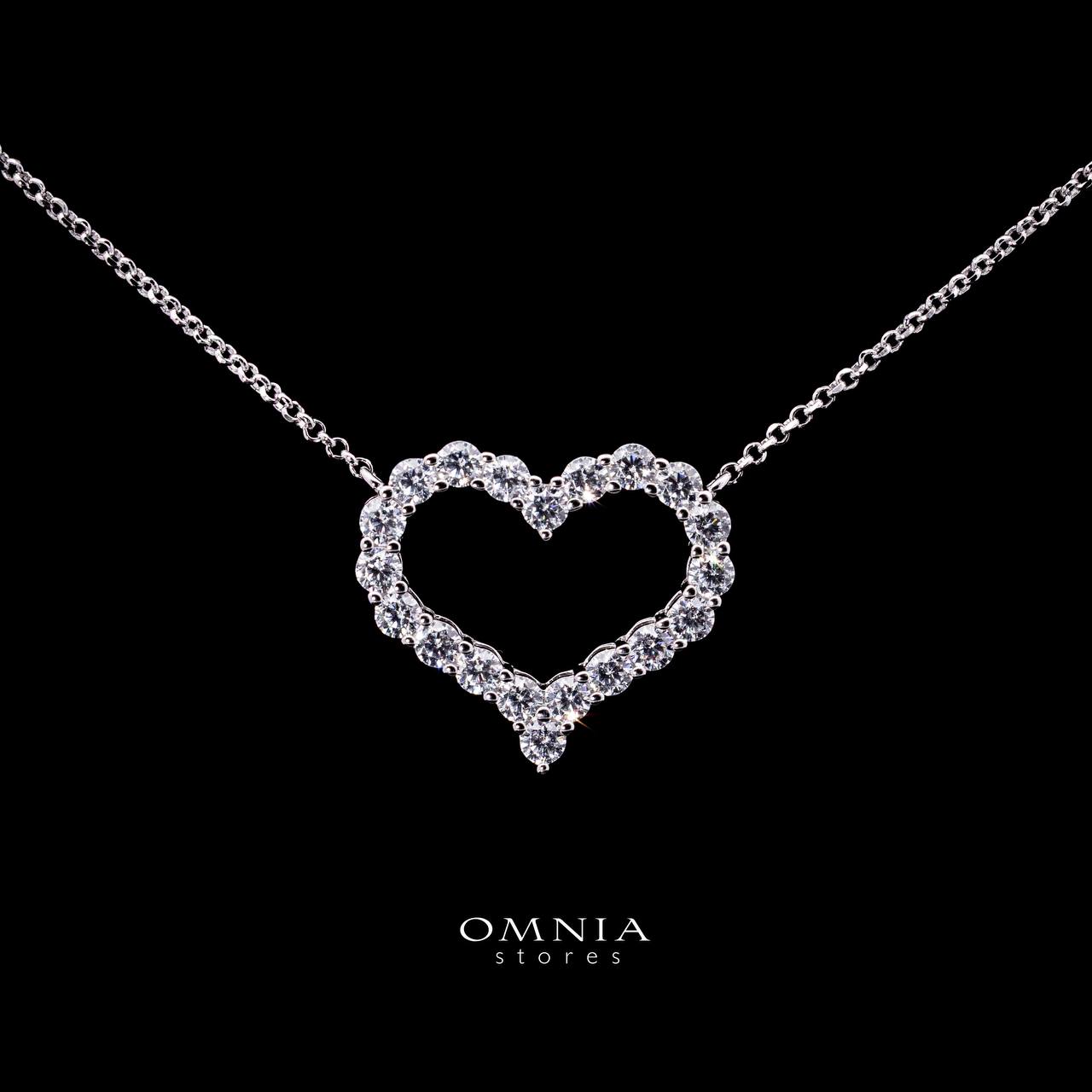 Omnia Afiya White Heart Pendant Necklace In 925 Silver High Quality Certified Lab Crafted Stones - OMNIASTORES UAE