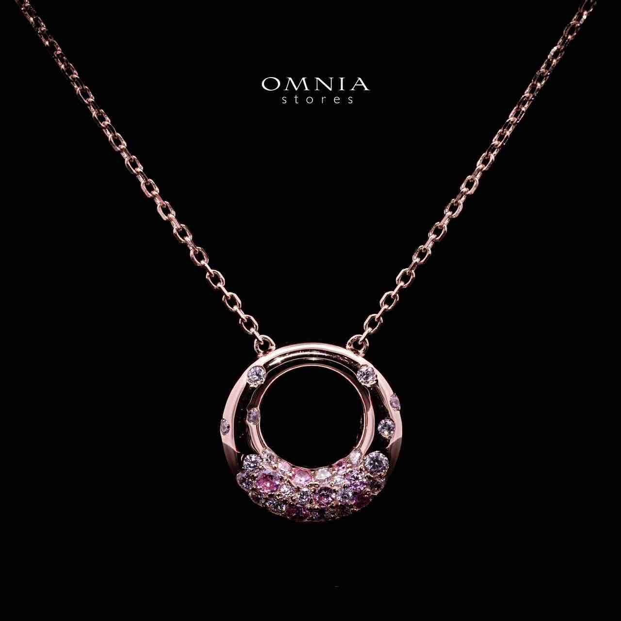 Omnia Asah Rose Gold Peandant Necklace In 925 Silver High Quality Certified Lab Crafted White and Pink Stones - OMNIASTORES UAE