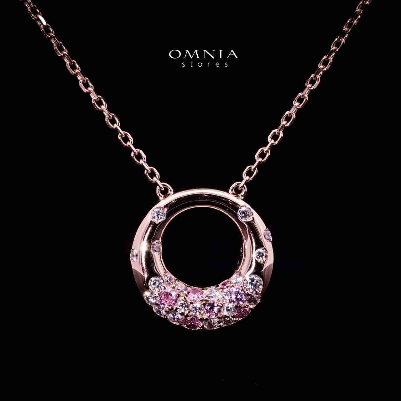 Omnia Asah Rose Gold Peandant Necklace In 925 Silver High Quality Certified Lab Crafted White and Pink Stones - OMNIASTORES UAE