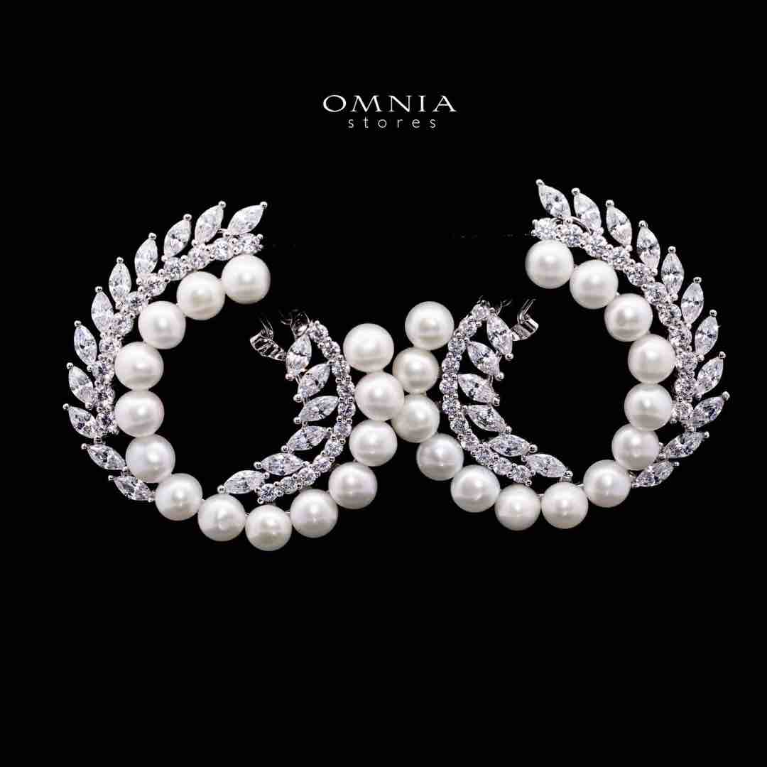 Omnia Ariella Peal Earrings in 925 Silver High Quality Simulated Diamonds - OMNIASTORES UAE