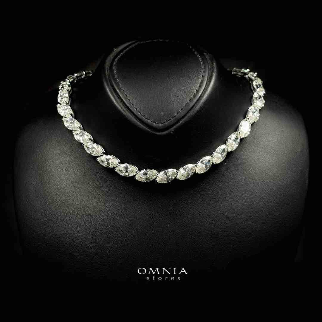 Omnia Nazia White Necklace In 925 Silver High Quality Certified Lab Crafted Stones - OMNIASTORES UAE