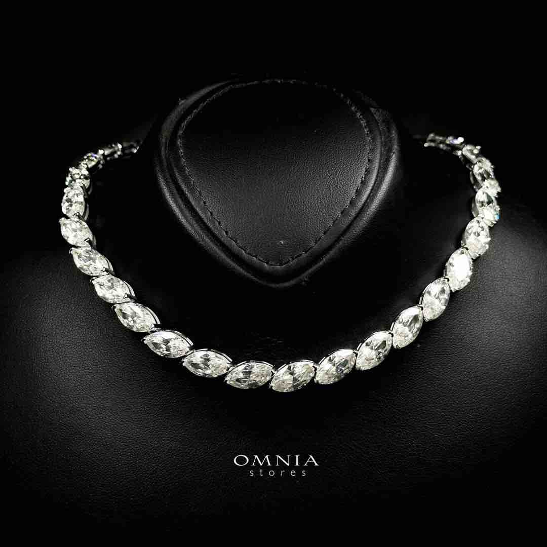 Omnia Nazia White Necklace In 925 Silver High Quality Certified Lab Crafted Stones - OMNIASTORES UAE