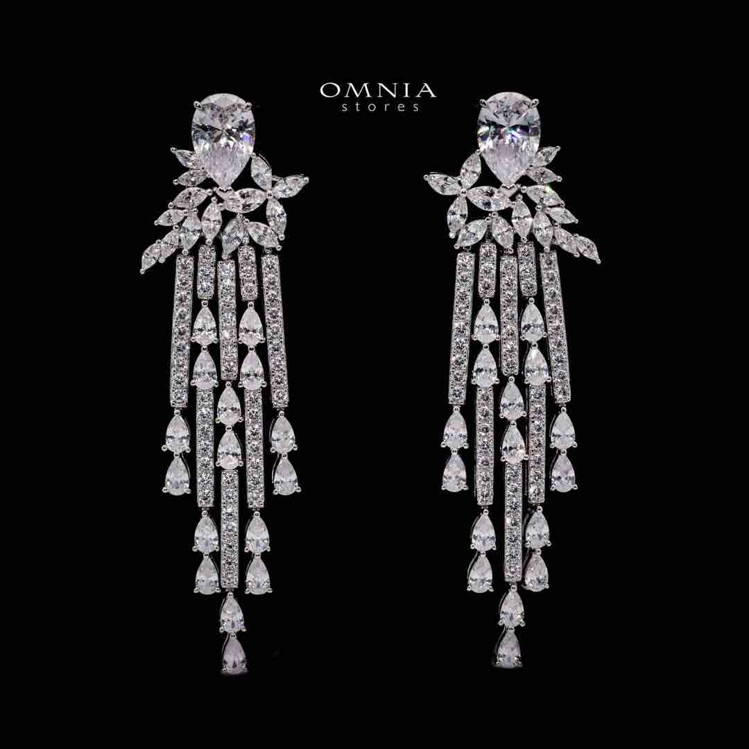 Omnia Vanya White Drop Earrings in 925 Silver with Pear-Cut High-Quality Simulated Diamonds - OMNIASTORES UAE