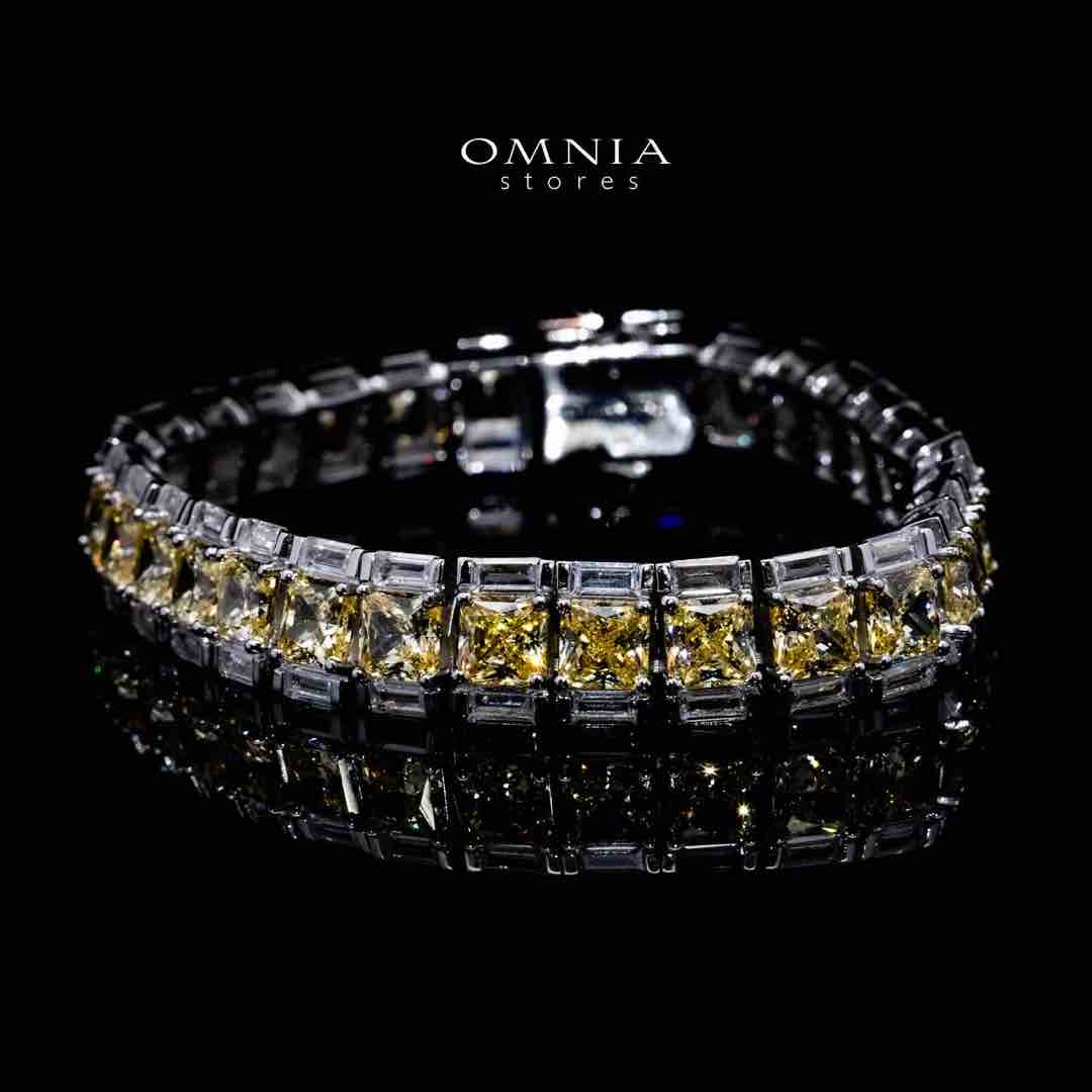 Omnia Dhuha Yellow Silver bracelet in 925 Silver with High-Quality Simulated Diamonds - OMNIASTORES UAE