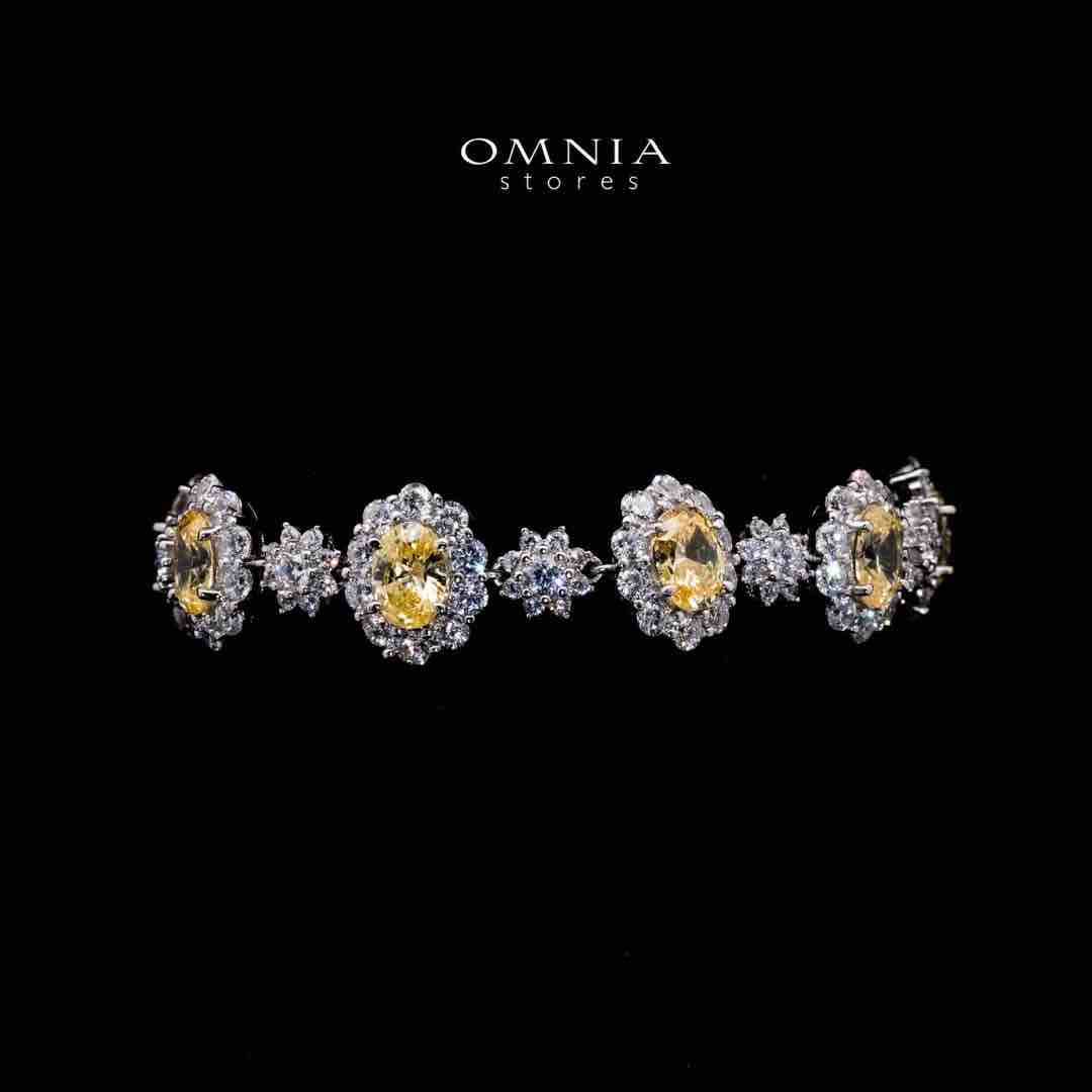 Omnia Intisaar Yellow Silver bracelet in 925 Silver with High-Quality Simulated Diamonds - OMNIASTORES UAE