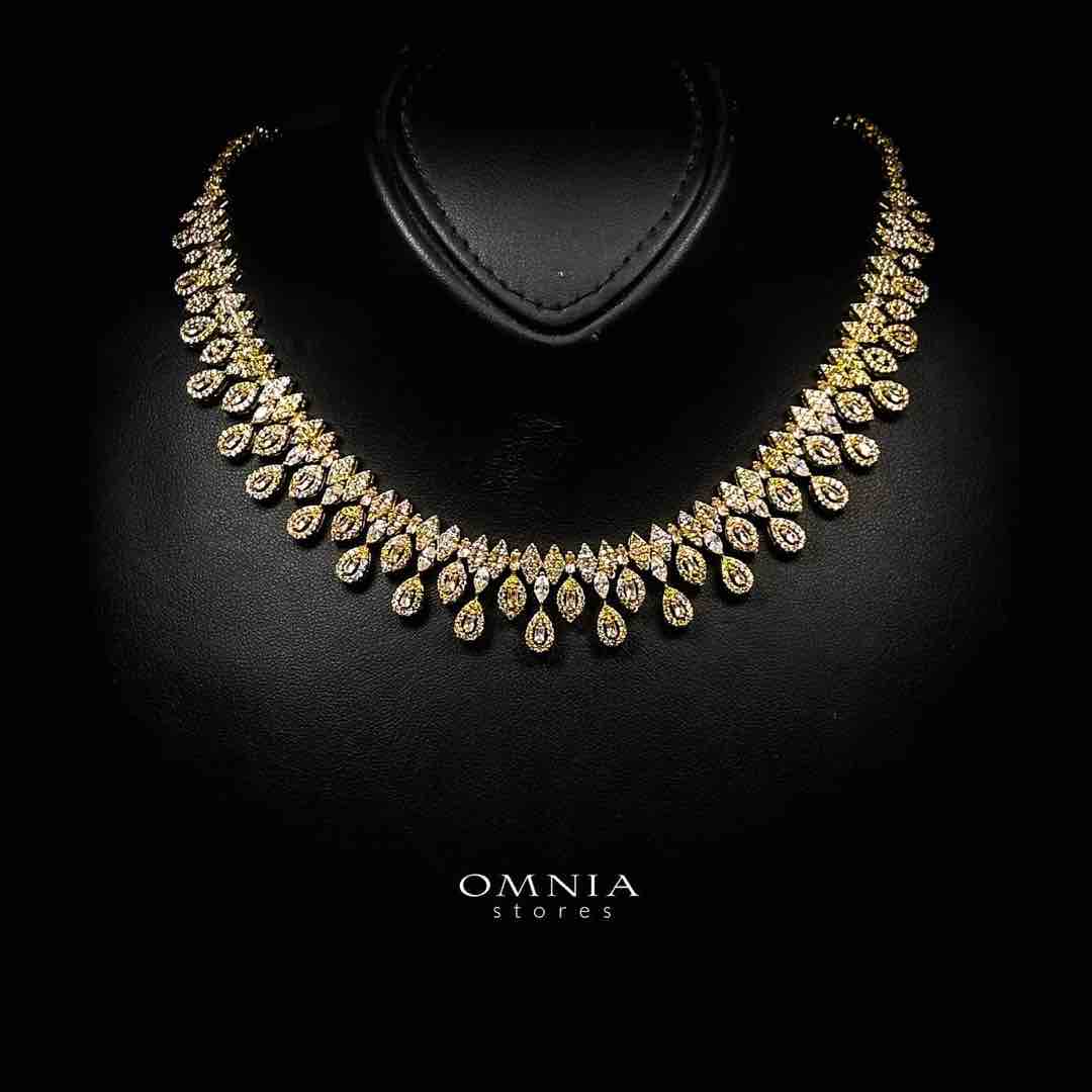 Omnia Sofia Golden Luxury Bridal Full Set in High Quality Rhodium Plated Zircon Stones - OMNIASTORES UAE