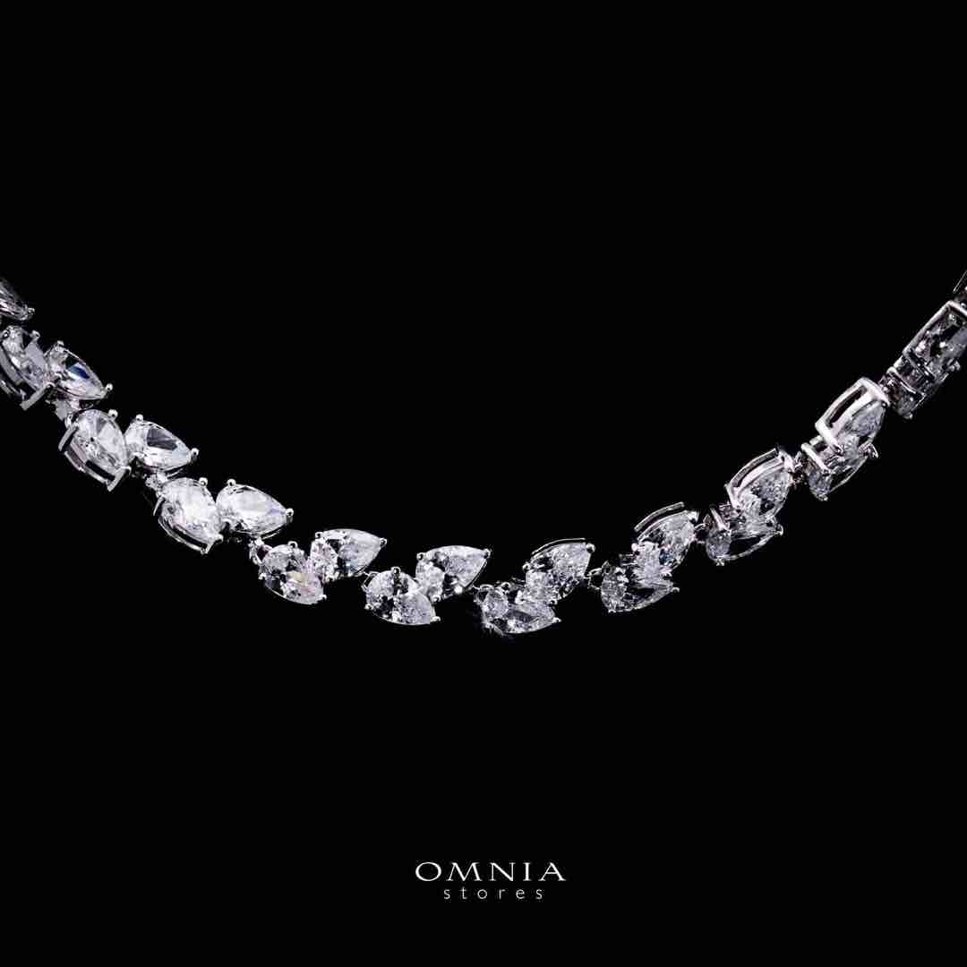 Omnia Naeema White Tennis Necklace, Earrings and Bracelet Set in 925 Silver with High Quality Simulated Diamonds - OMNIASTORES UAE