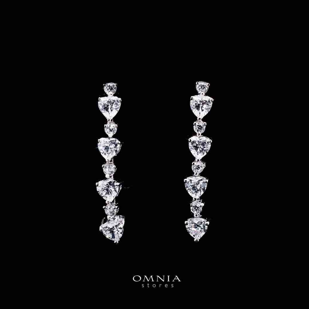 Omnia Radhwa White Heart Tennis Necklace, Earrings and Bracelet Set in 925 Silver with High Quality Simulated Diamonds - OMNIASTORES UAE