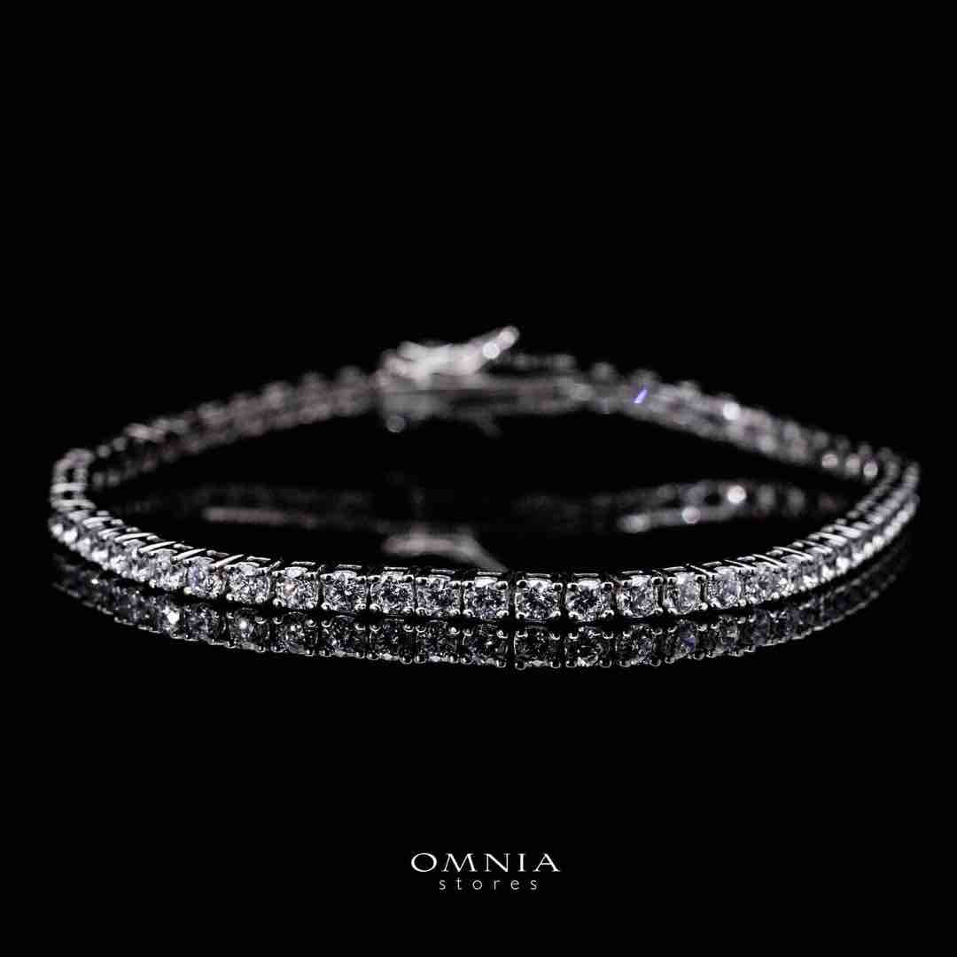 Omnia Raneeya White Tennis Necklace, Earrings and Bracelet Set in 925 Silver with High Quality Simulated Diamonds 2.5mm - OMNIASTORES UAE