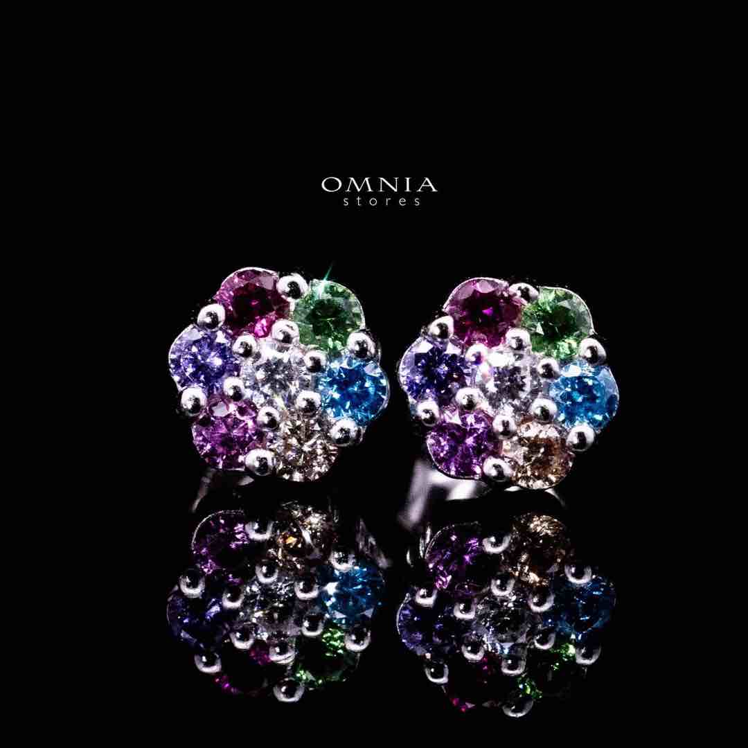 Omnia Zakiyaa Multi Color Tennis Necklace, Earrings and Bracelet Set in 925 Silver with High Quality Simulated Diamonds 2mm - OMNIASTORES UAE