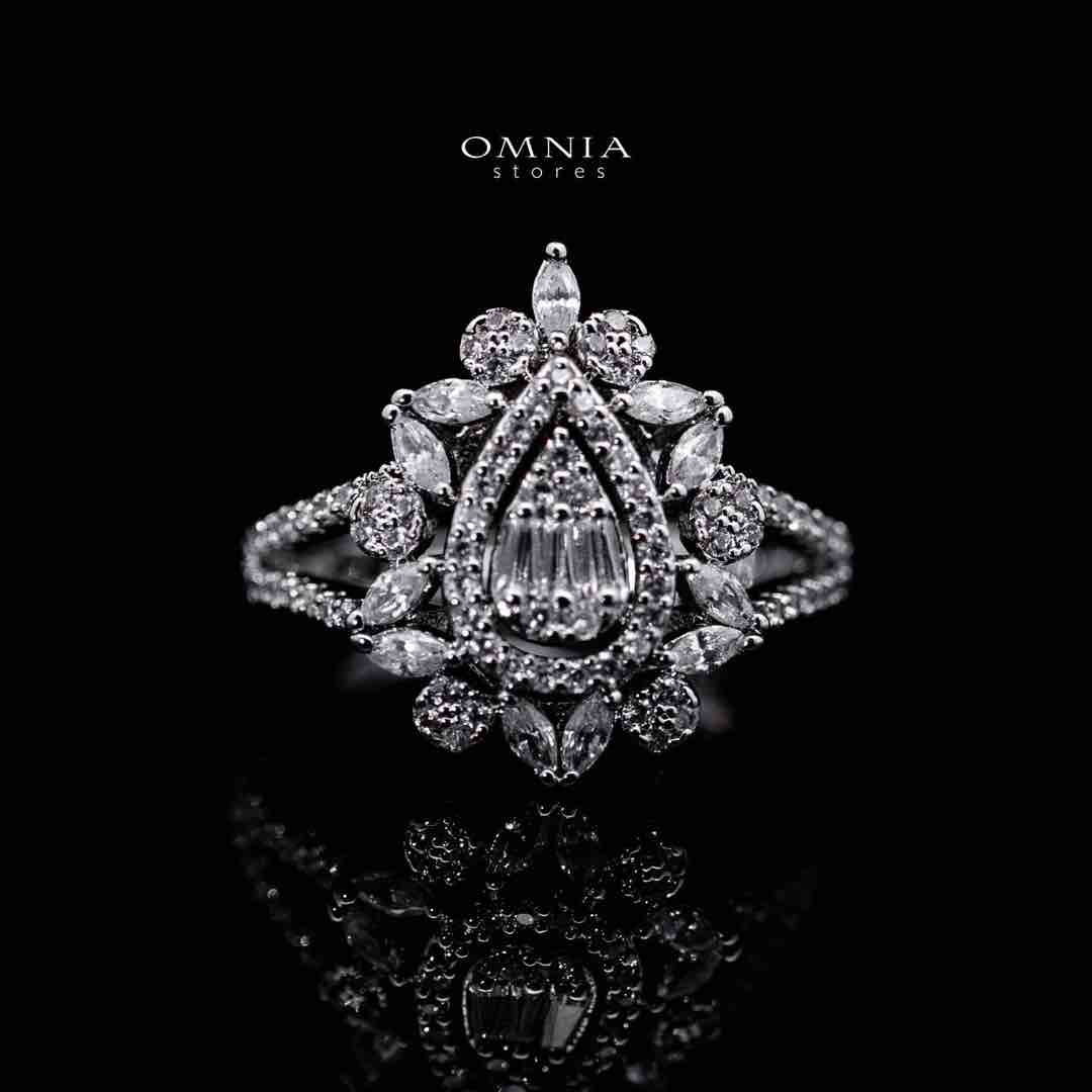 Omnia Sabrina Luxury White Necklace, Earrings and Ring Set in High Quality Zircon Stone Rhodium Plated - OMNIASTORES UAE