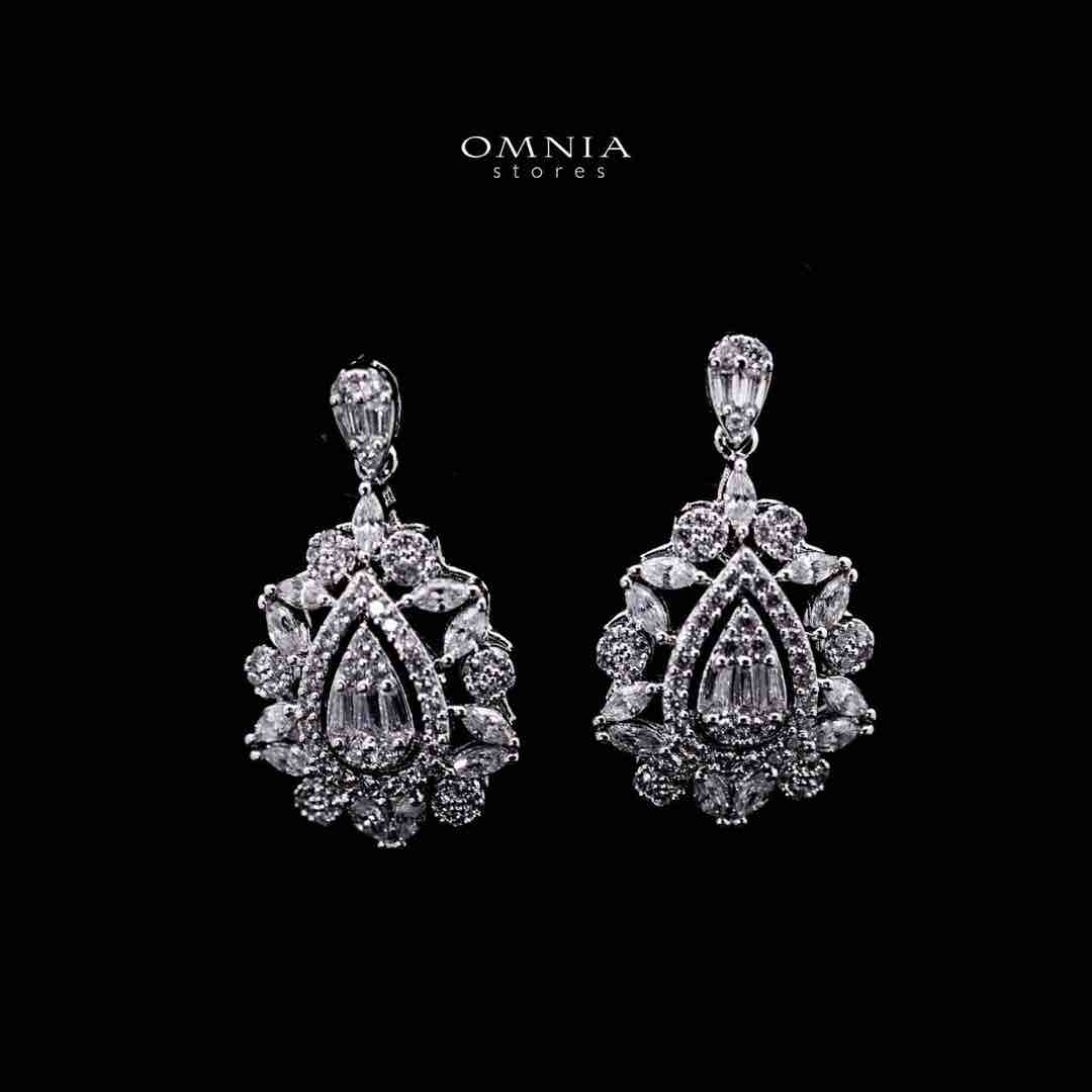 Omnia Sabrina Luxury White Necklace, Earrings and Ring Set in High Quality Zircon Stone Rhodium Plated - OMNIASTORES UAE