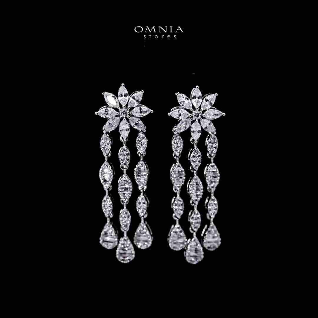 Omnia Zariah Luxury White Necklace, Earrings and Ring Set in High Quality Zircon Stone Rhodium Plated - OMNIASTORES UAE
