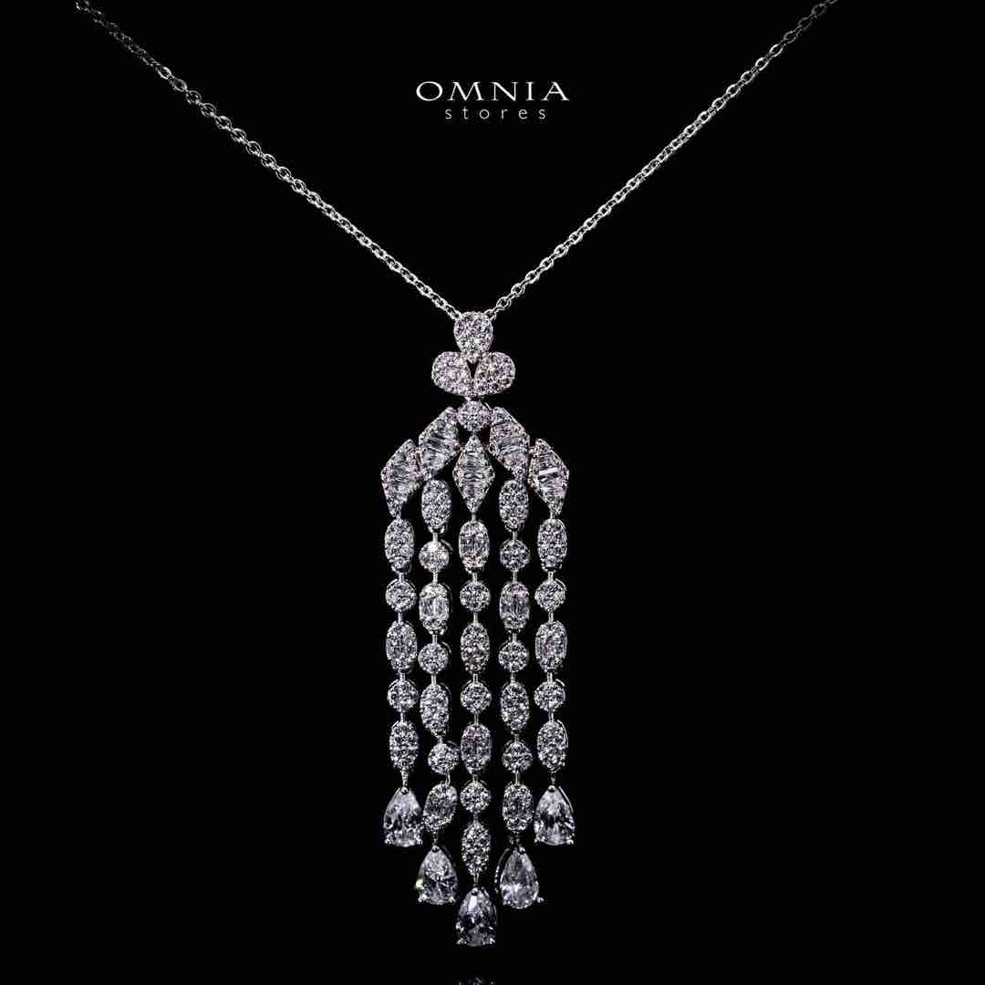 Omnia Zariyah Luxury White Necklace, Earrings and Ring Set in High Quality Zircon Stone Rhodium Plated - OMNIASTORES UAE