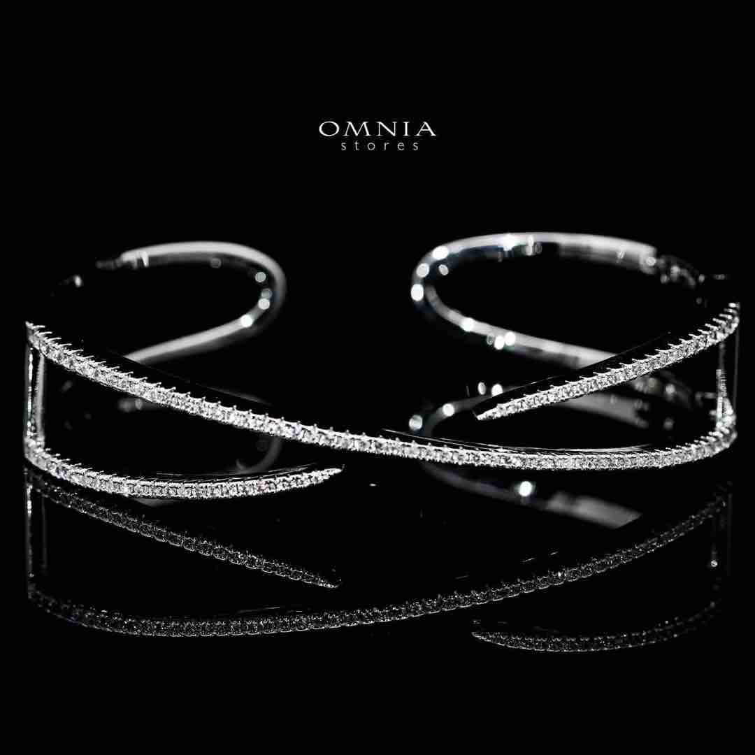 Omnia Zaniyah Luxury White Bracelet & RIng Set in High Quality Zircon Stone Rhodium Plated - OMNIASTORES UAE