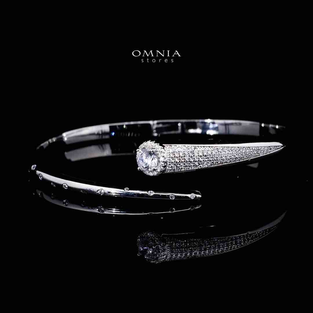 Omnia Soraya Luxury White Bracelet & RIng Set in High Quality Zircon Stone Rhodium Plated - OMNIASTORES UAE