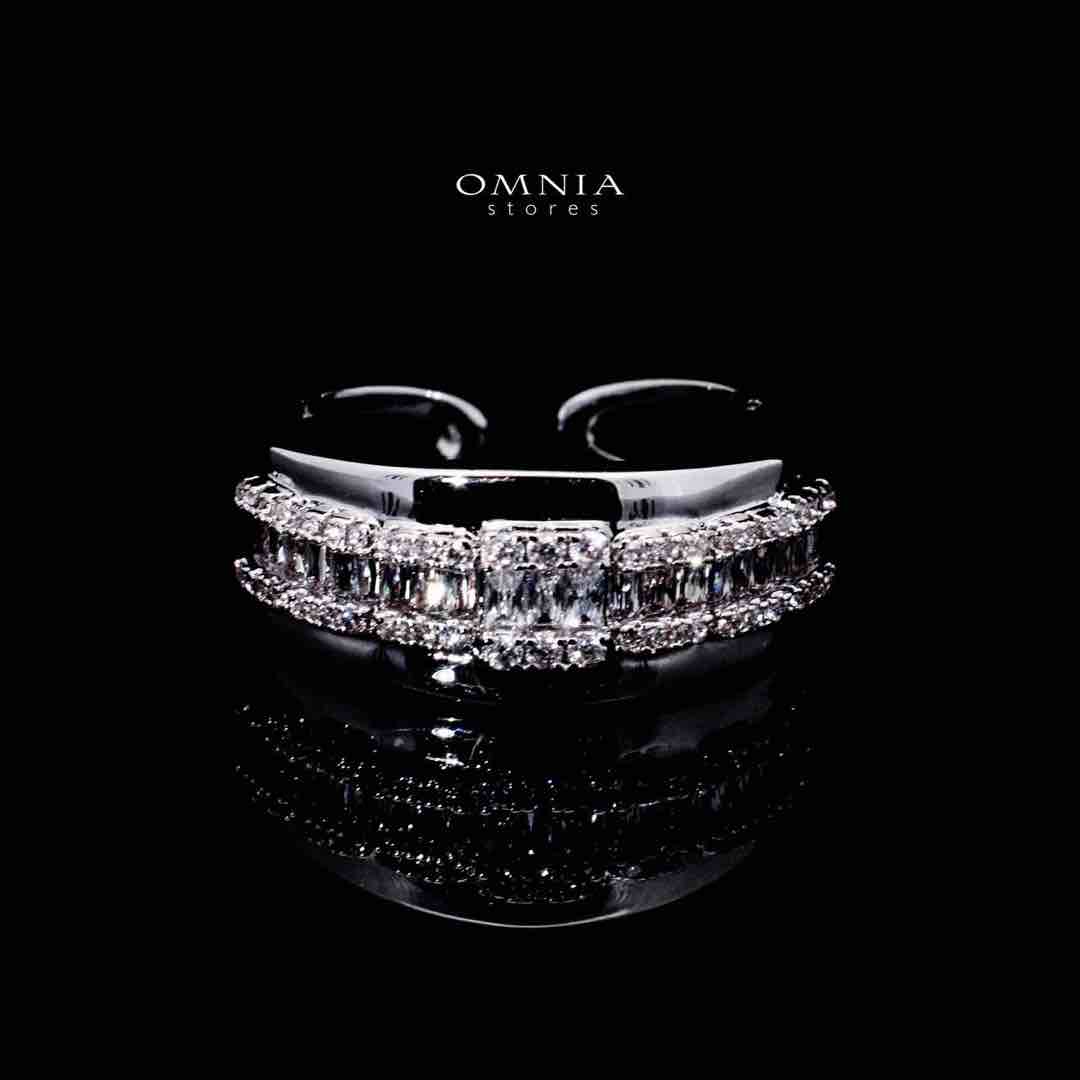Omnia Aminah Luxury White Bracelet & RIng Set in High Quality Zircon Stone Rhodium Plated - OMNIASTORES UAE