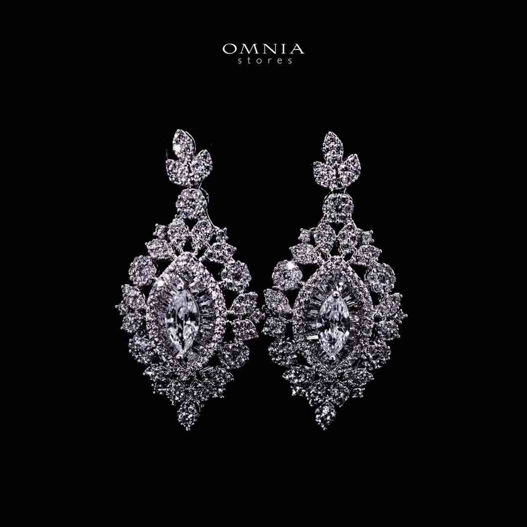 Omnia Lylah Luxury White Necklace, Earrings and Ring Set in High Quality Zircon Stone Rhodium Plated - OMNIASTORES UAE