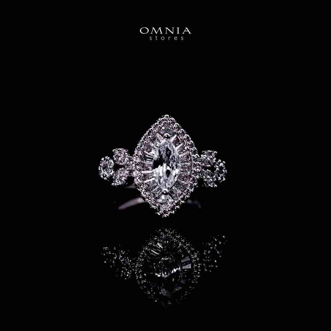 Omnia Lylah Luxury White Necklace, Earrings and Ring Set in High Quality Zircon Stone Rhodium Plated - OMNIASTORES UAE