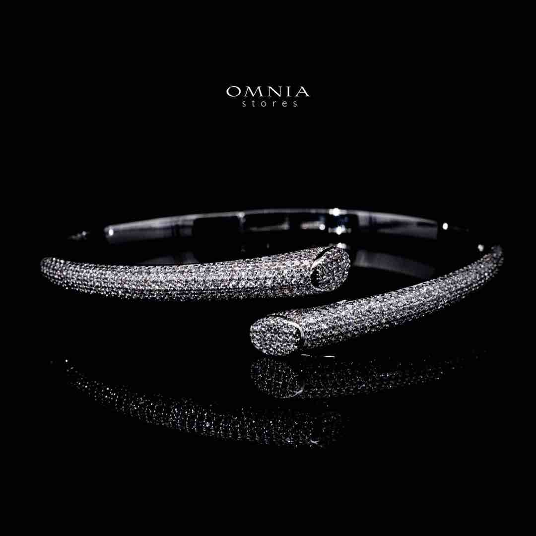 Omnia Aaqilah Luxury White Bracelet & Ring Set in High Quality Zircon Stone Rhodium Plated - OMNIASTORES UAE