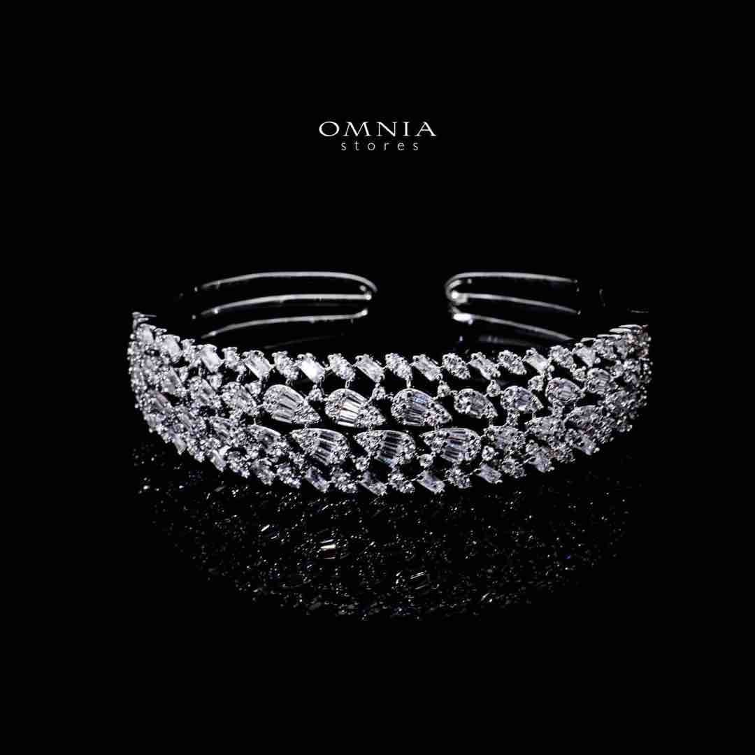 Omnia Aarifah Luxury White Bracelet & Ring Set in High Quality Zircon Stone Rhodium Plated - OMNIASTORES UAE