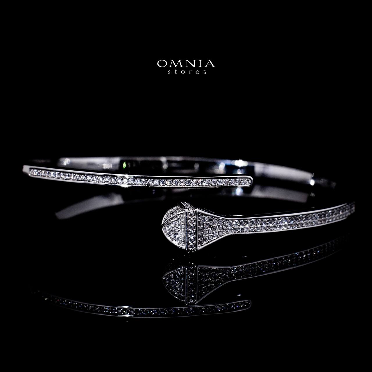 Omnia Baiza Luxury White Bracelet & RIng Set in High Quality Zircon Stone Rhodium Plated - OMNIASTORES UAE