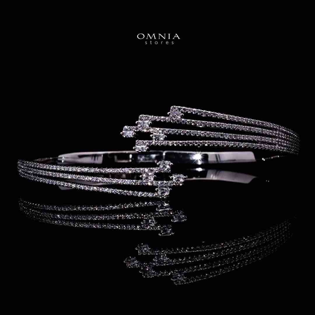 Omnia Daleela Luxury White Bracelet & RIng Set in High Quality Zircon Stone Rhodium Plated - OMNIASTORES UAE