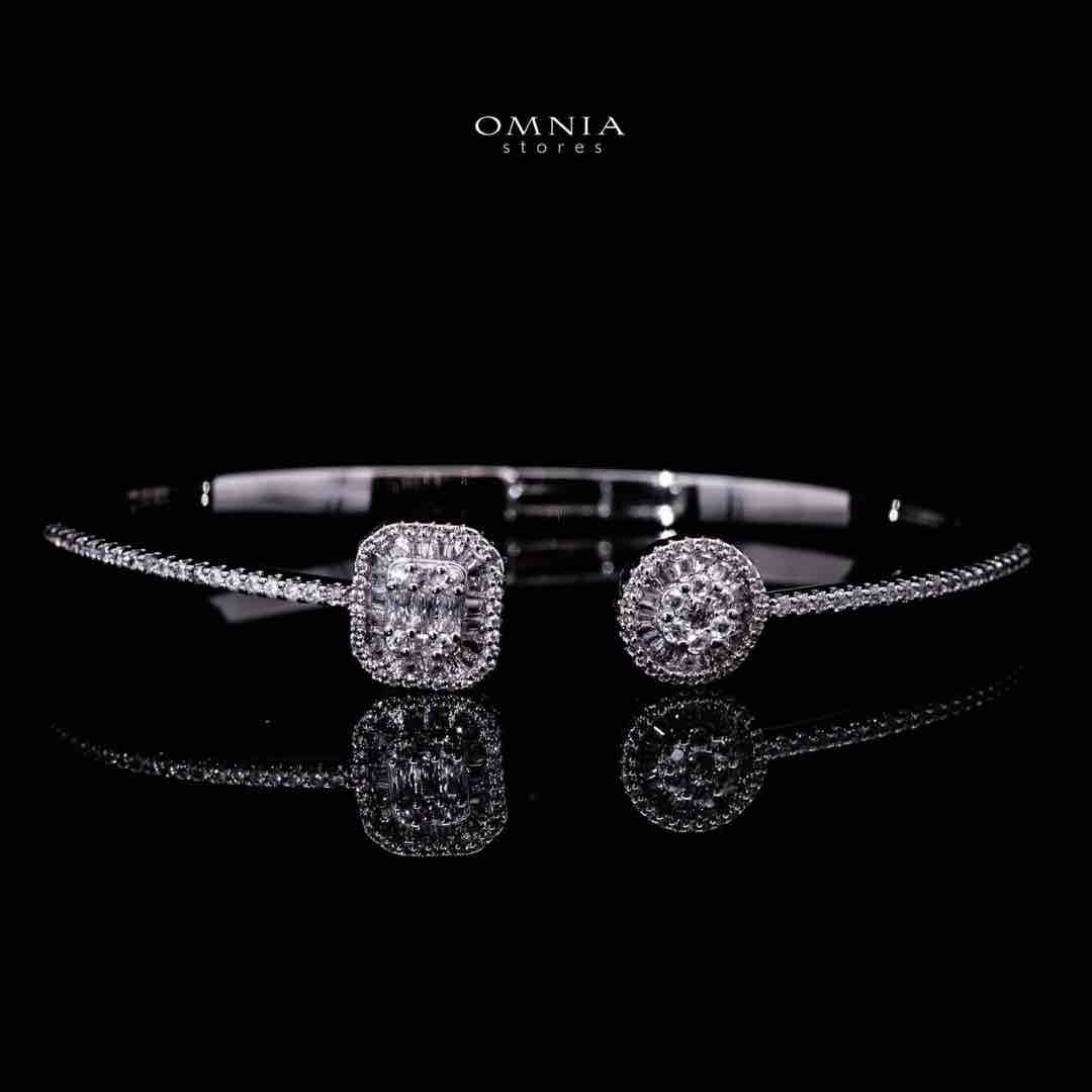 Omnia Afifah Luxury White Bracelet & RIng Set in High Quality Zircon Stone Rhodium Plated - OMNIASTORES UAE