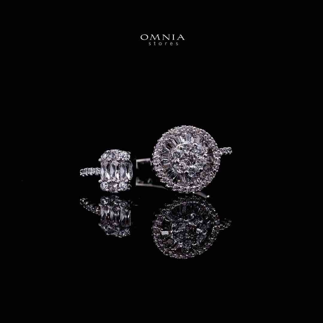 Omnia Afifah Luxury White Bracelet & RIng Set in High Quality Zircon Stone Rhodium Plated - OMNIASTORES UAE