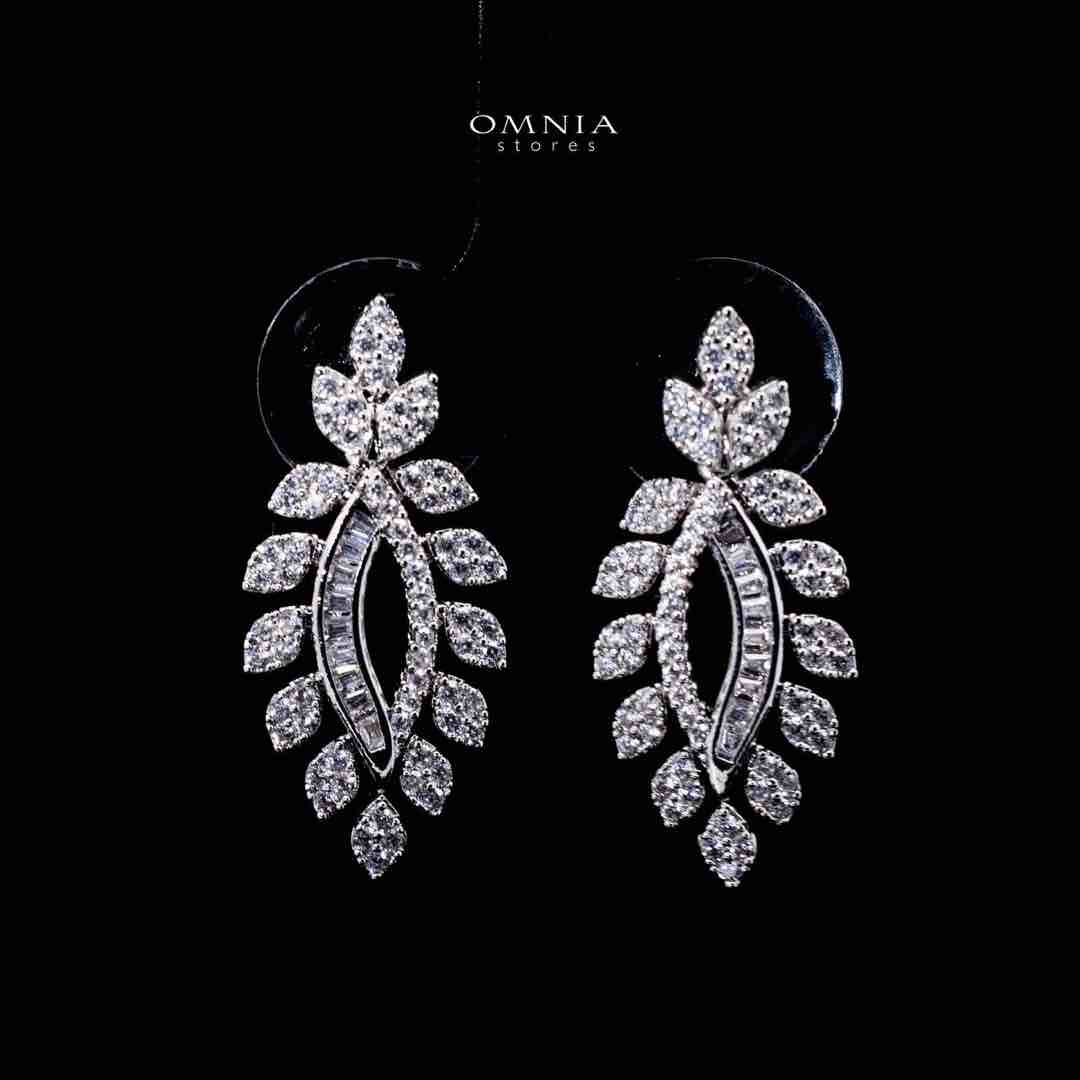 Omnia Leilah Luxury White Necklace, Earrings & Ring Set in High Quality Zircon Stone Rhodium Plated - OMNIASTORES UAE