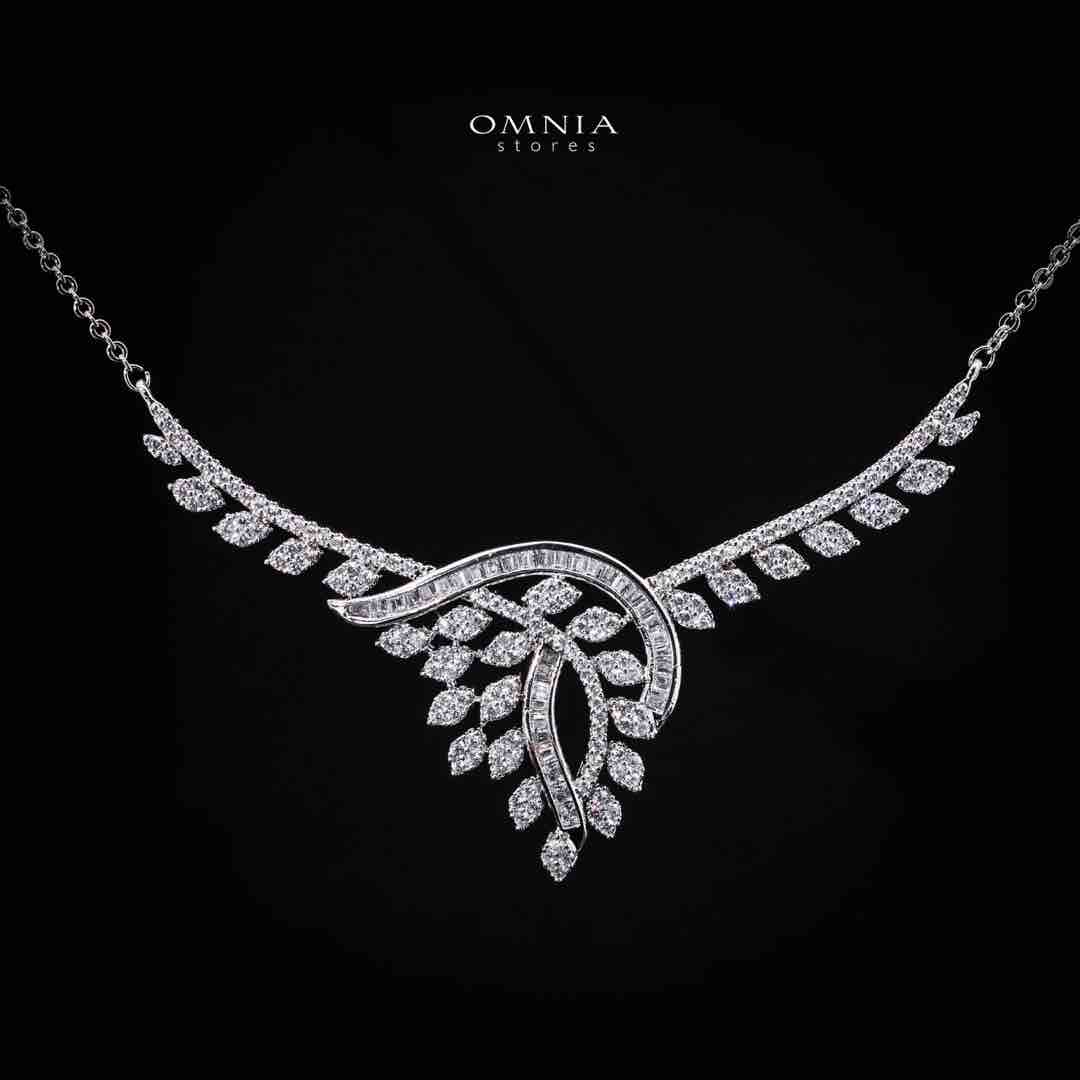 Omnia Leilah Luxury White Necklace, Earrings & Ring Set in High Quality Zircon Stone Rhodium Plated - OMNIASTORES UAE