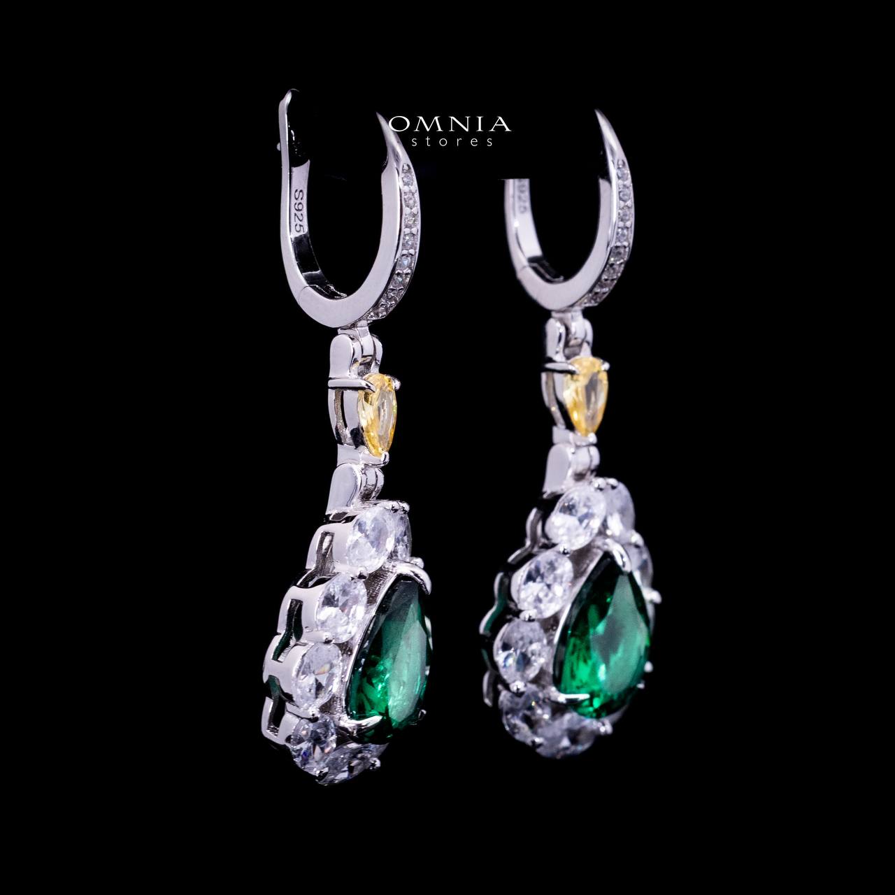 Omnia Amarah Green & Yellow Stone Drop Earrings in 925 Silver with High Quality Simulated Diamonds - OMNIASTORES UAE