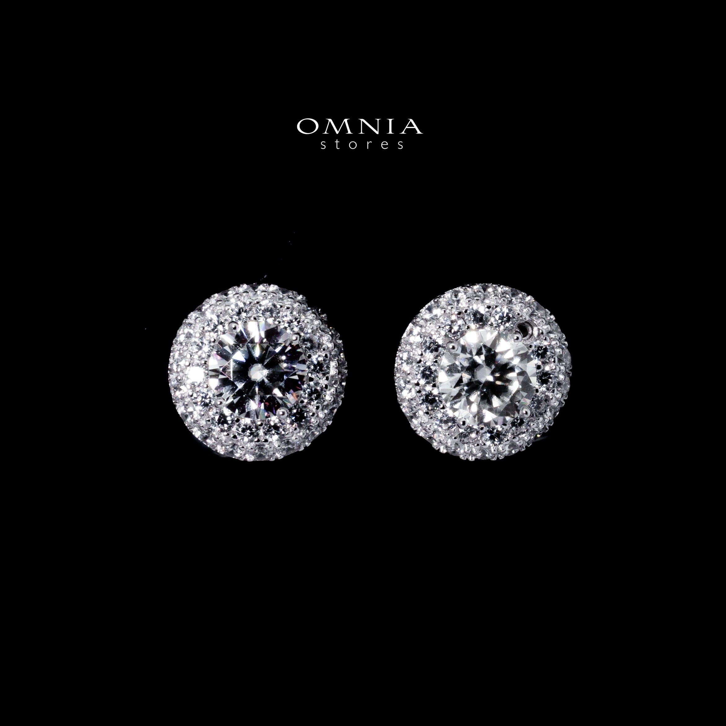 Omnia Badia White Round Stud Earrings Set in 925 Silver with High-Quality Moissanite Stones - OMNIASTORES UAE