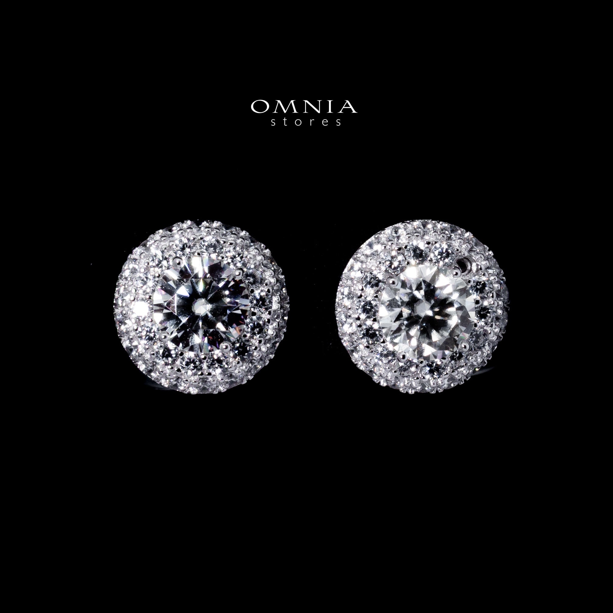 Omnia Badia White Round Stud Earrings Set in 925 Silver with High-Quality Moissanite Stones - OMNIASTORES UAE