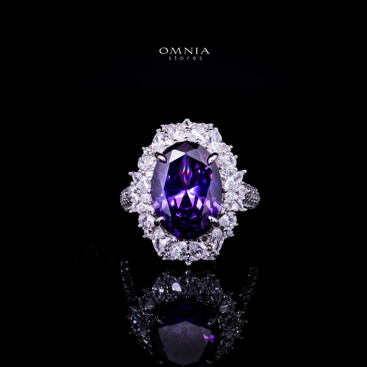 Omnia Anayah Purple Stone Silver Ring in 925 Silver with High Quality Simulated Diamonds - OMNIASTORES UAE