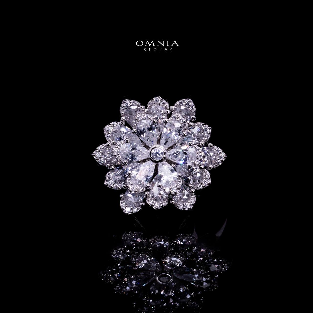 Omnia Damiyah White Floral Silver Ring in 925 Silver with High Quality Simulated Diamonds - OMNIASTORES UAE