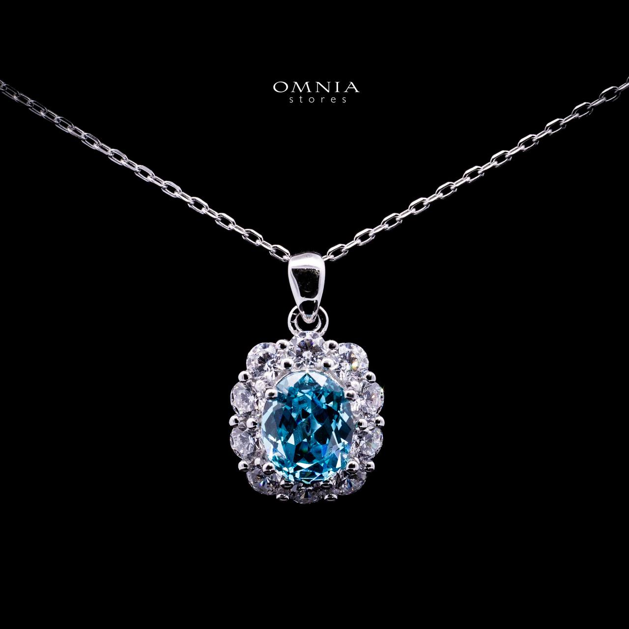 Omnia Mashael Sky Blue Necklace 925 Silver in High Quality Simulated Diamonds - OMNIASTORES UAE