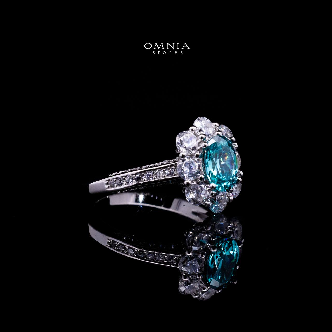 Omnia Mashael Sky Blue Silver RIng 925 Silver in High Quality Simulated Diamonds - OMNIASTORES UAE