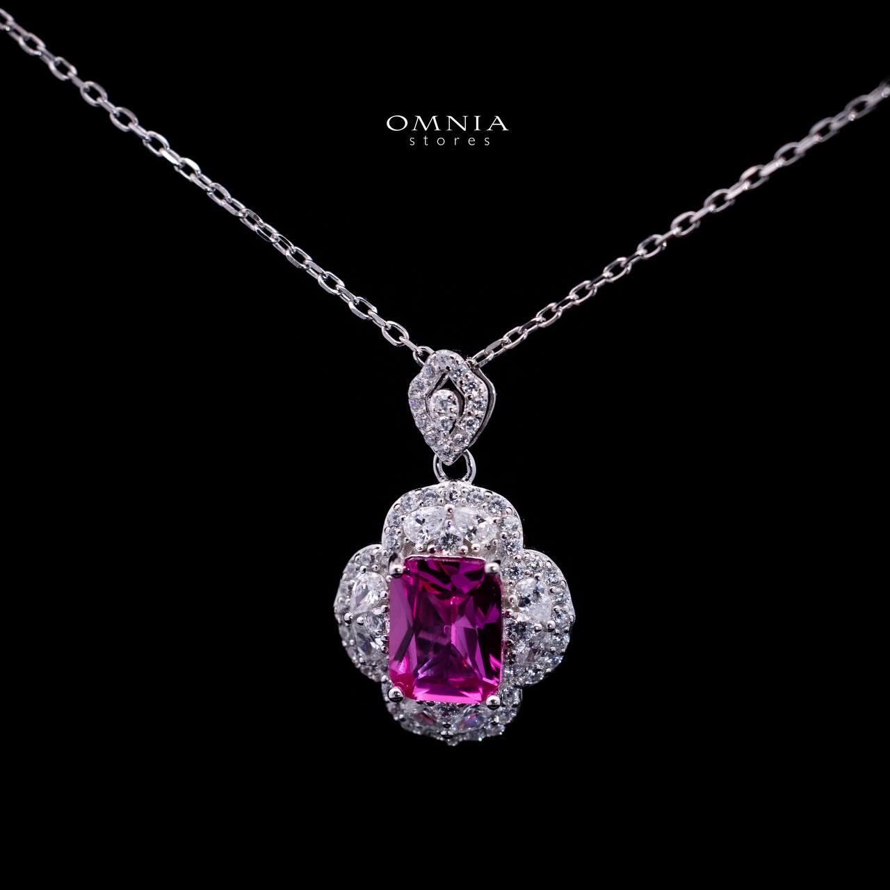 Omnia Raeya Purple Silver Pendant Necklace in 925 Silver with High Quality Simulated Diamonds - OMNIASTORES UAE