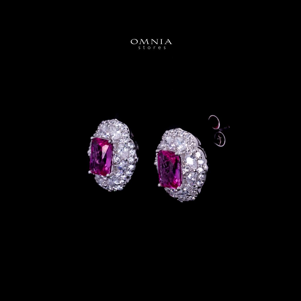 Omnia Raeya Purple Silver Stud Earrings in 925 Silver with High Quality Simulated Diamonds - OMNIASTORES UAE