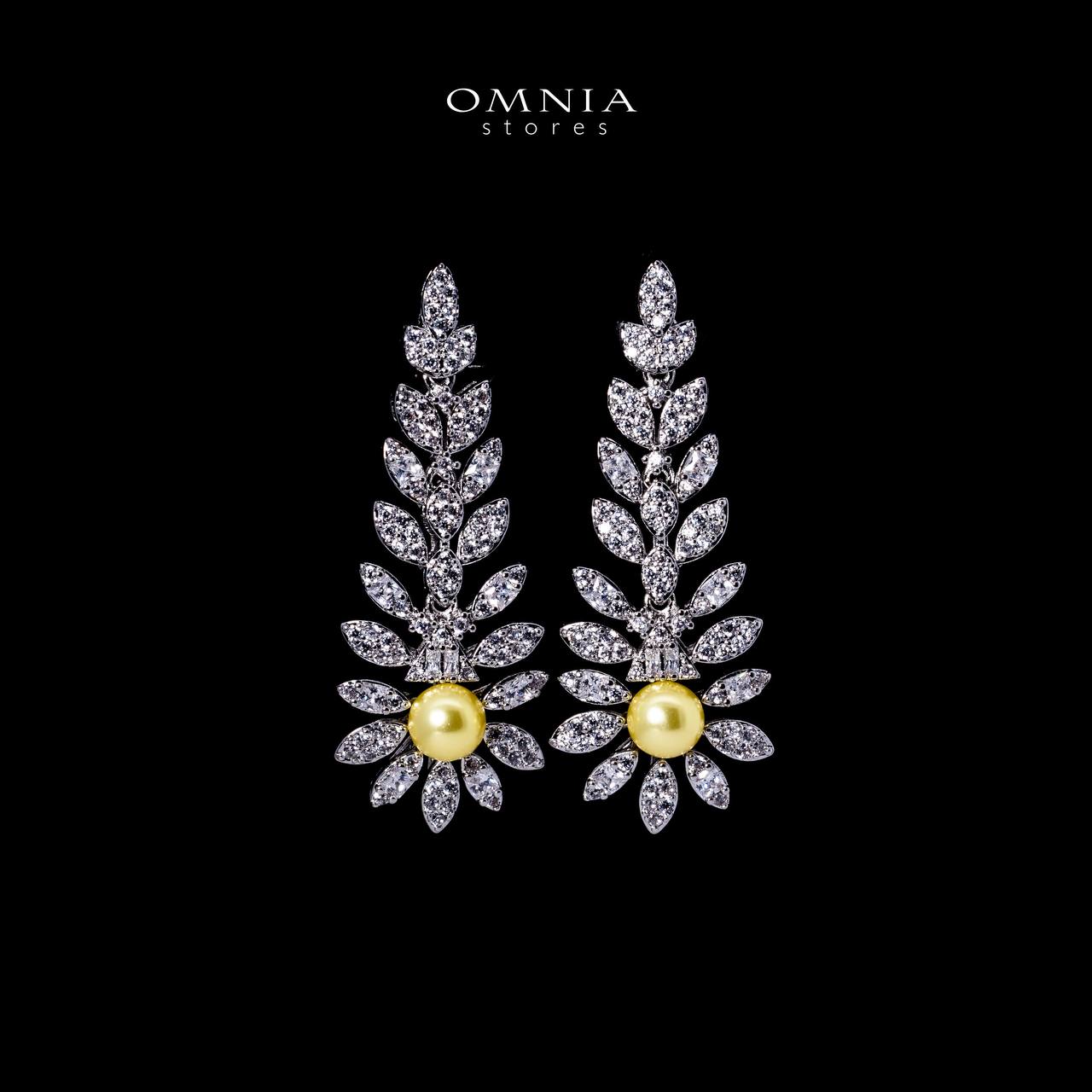 Omnia Shaika White in Golden Pearl Luxury Bridal Full Set in High Quality Zircon Stone Rhodium Plated - OMNIASTORES UAE
