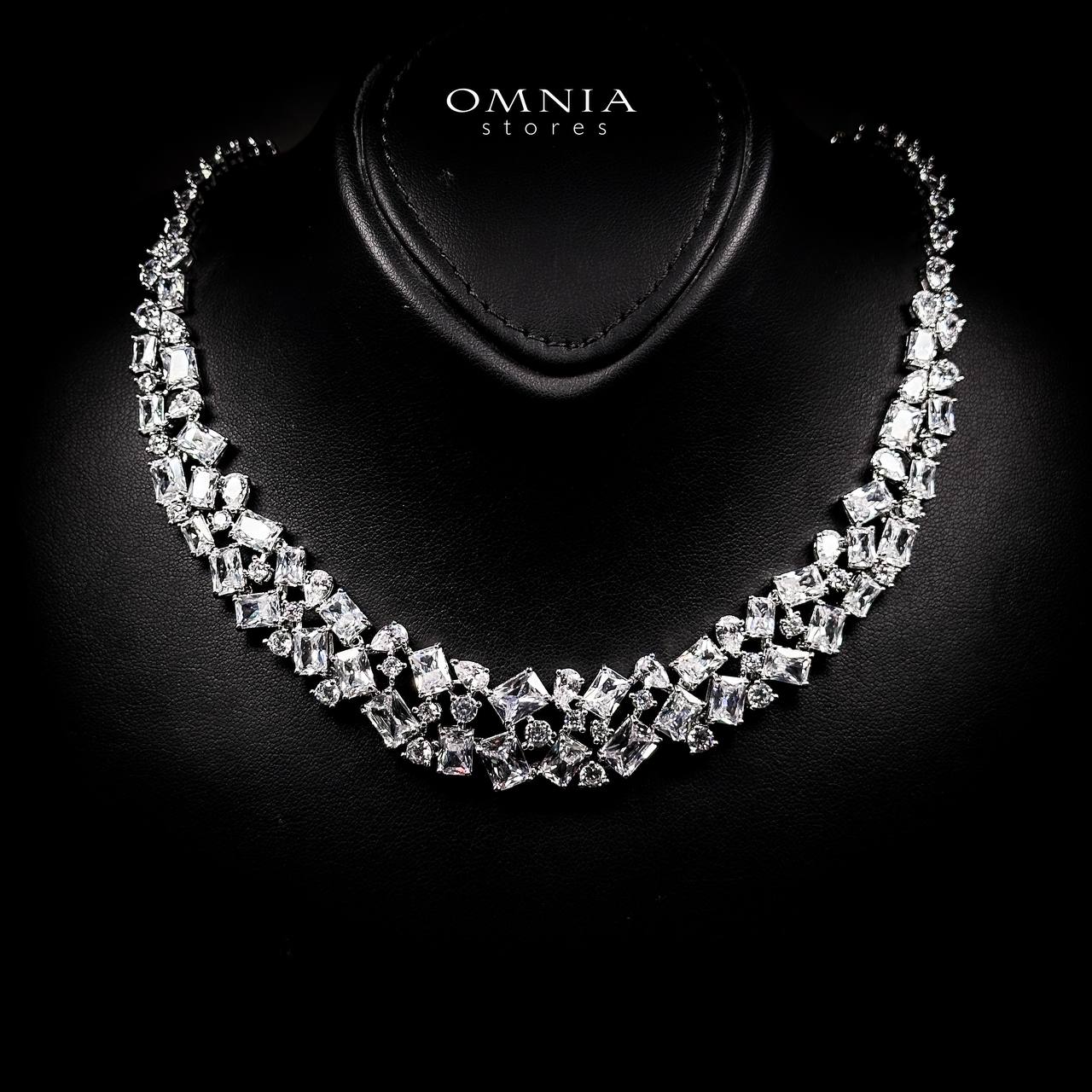 Omnia Anastasia White Luxury Bridal Full Set in High Quality Zircon Stone in Rhodium Plated - OMNIASTORES UAE