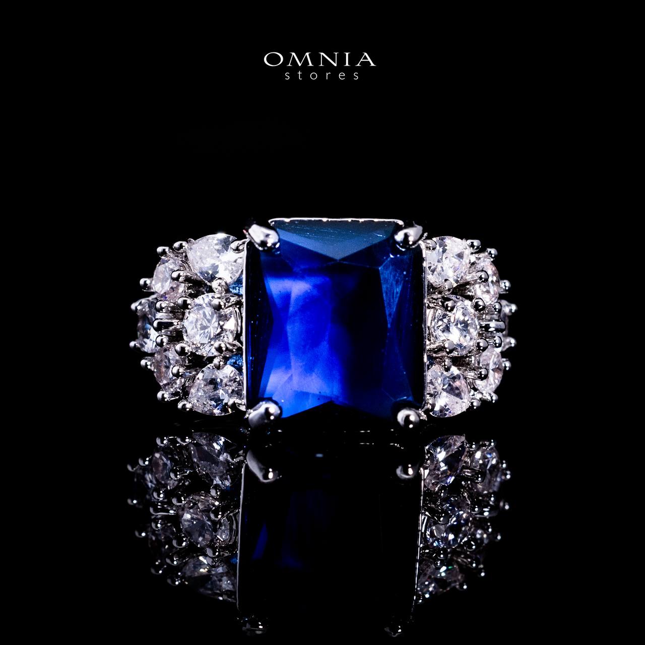Omnia Charlotte Blue Luxry Bridal Full Set with Emerald and Pear-Cut High-Quality Simulated Diamonds Rhodium Plated - OMNIASTORES UAE