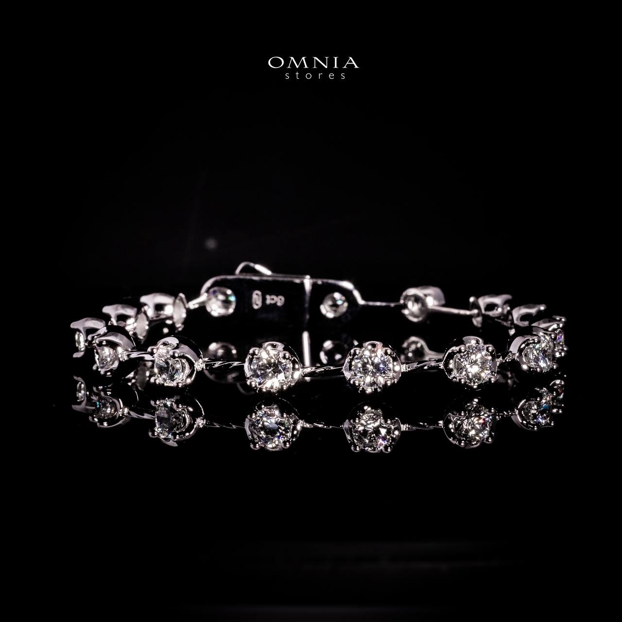 Omnia Mahdiya White Bracelet In 925 Silver With High Quality Lab Crafted Stones