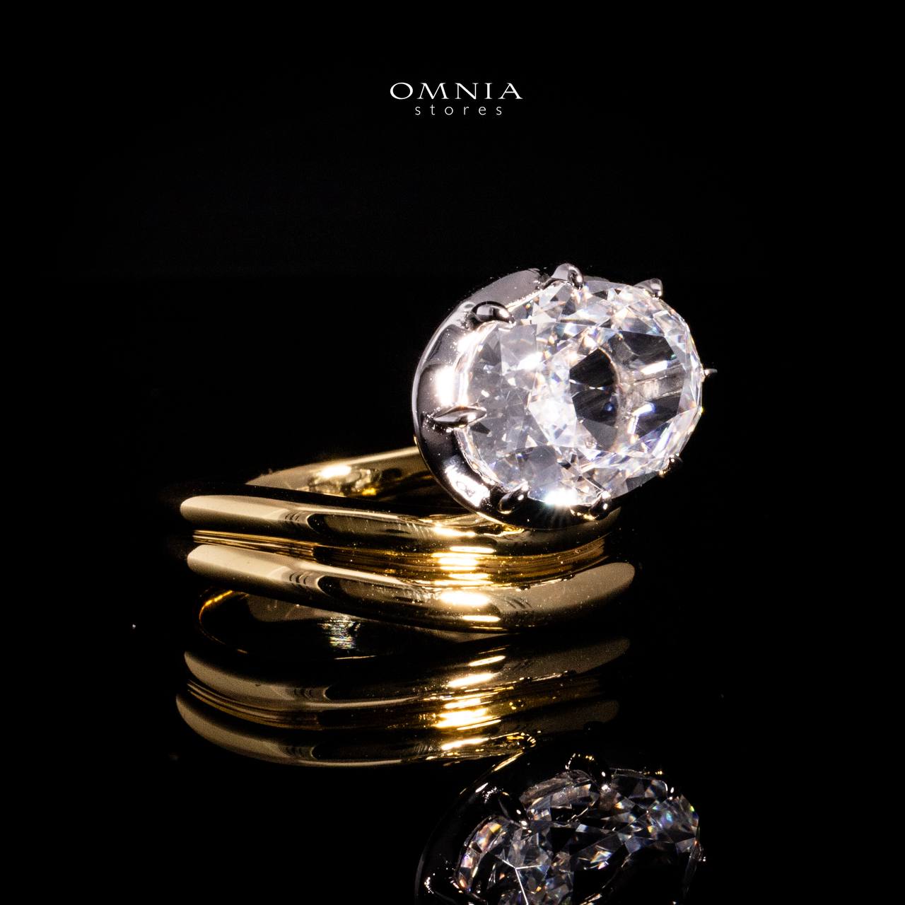 Omnia Aayra Gold Ring In 925 Silver With High Quality Lab Crafted Stones