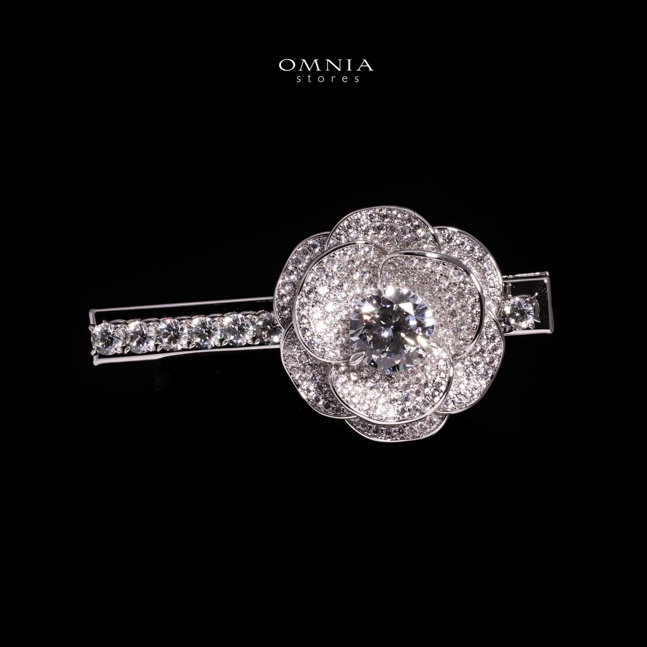 Omnia Kalilah White Flower Hair Clip In 925 Silver With High Quality Lab Crafted Stones