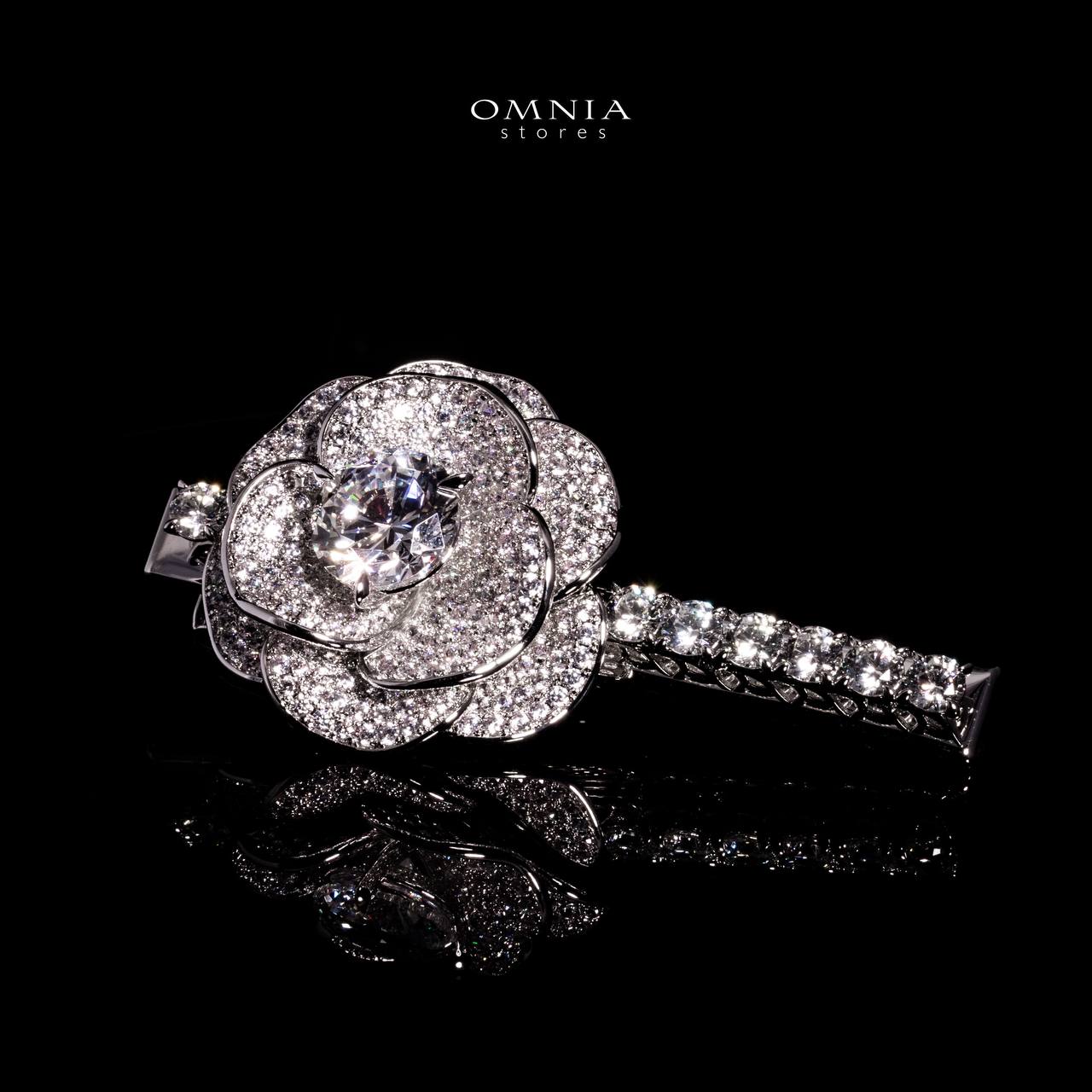 Omnia Kalilah White Flower Hair Clip In 925 Silver With High Quality Lab Crafted Stones