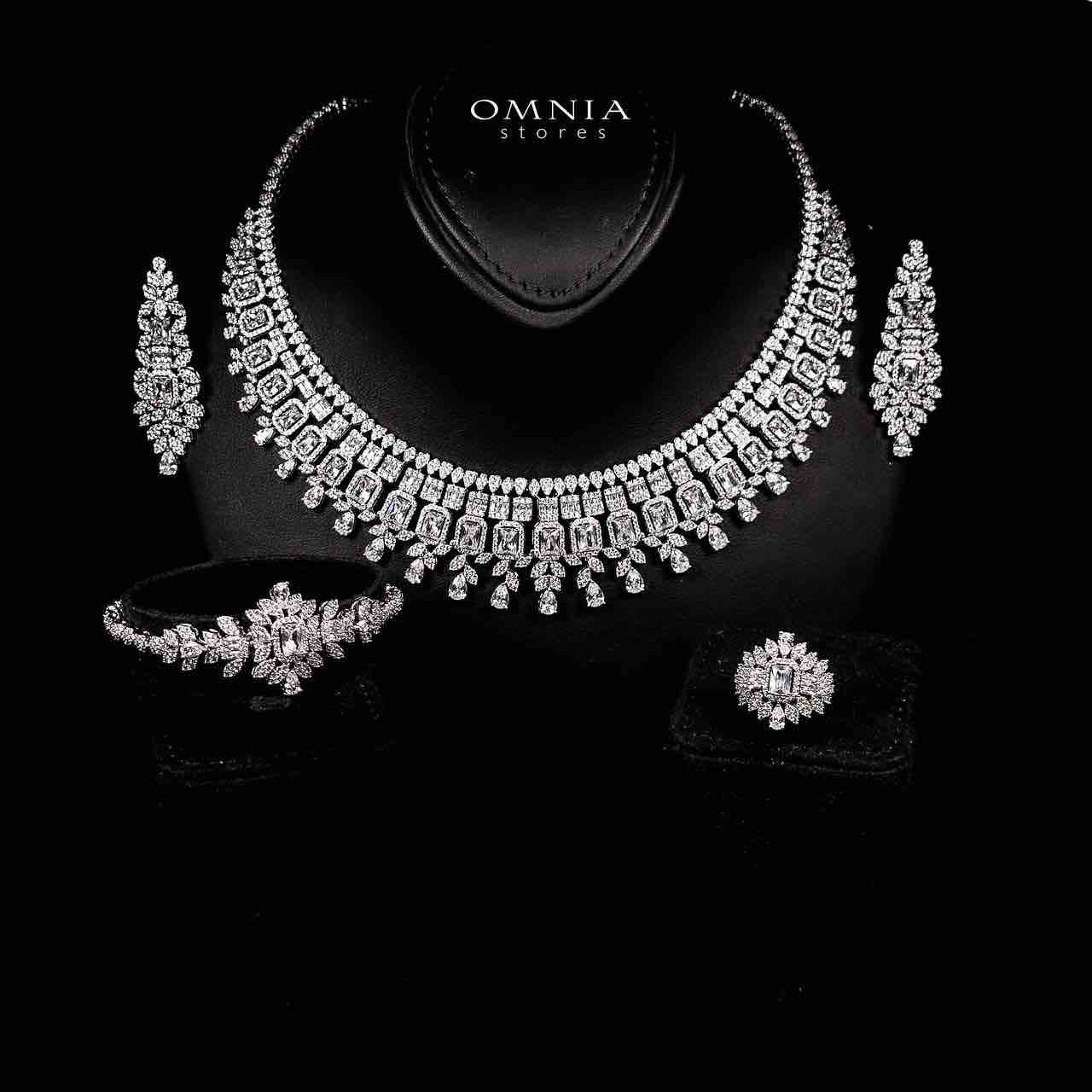 Omnia Kaila White Luxury Bridal Full Set in High Quality Zircon Stone in Rhodium Plated